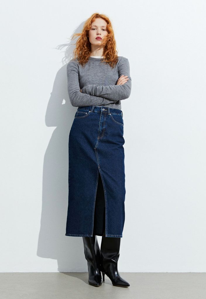 h&m denim skirt