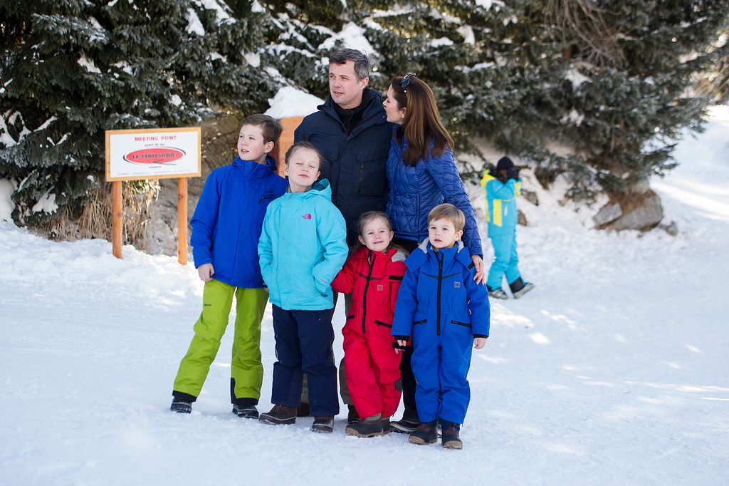 King Frederik and Queen Mary on a ski trip with Prince Christian, Princess Isabella, Princess Josephine and Prince Vincent