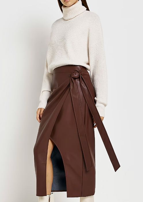 river island brown skirt
