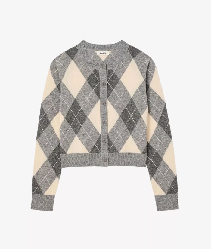 Argyle Round-Neck Wool And Cashmere-Blend Cardigan

