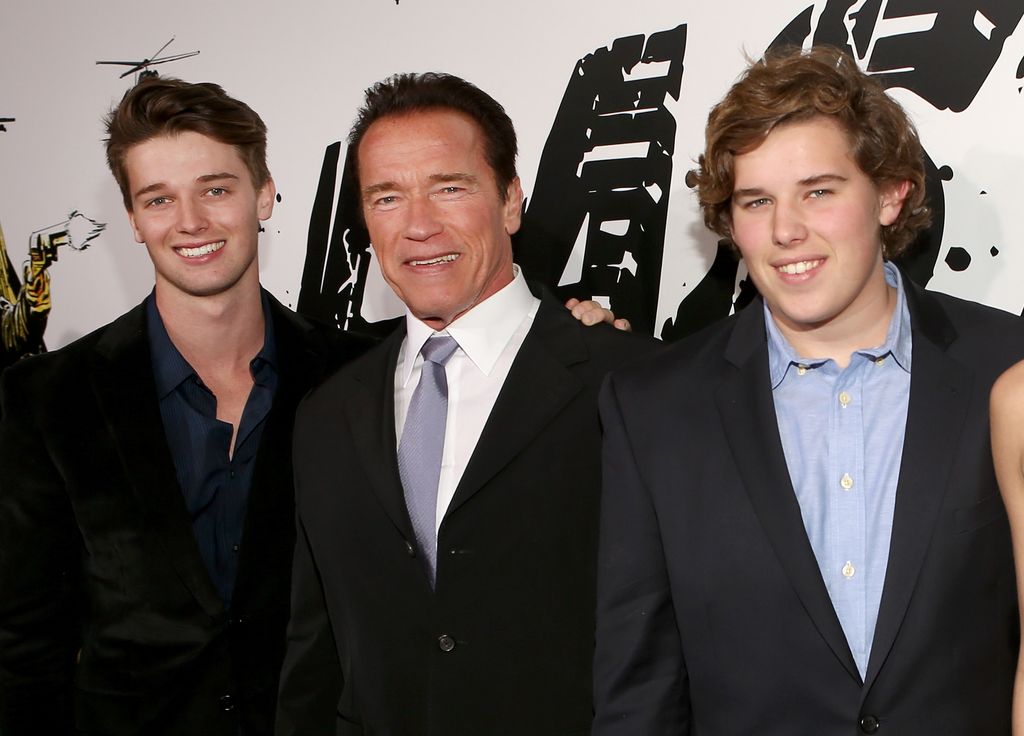 Patrick Schwarzenegger, Arnold Schwarzenegger and Christopher Schwarzenegger attend "The Last Stand" World Premiere at Grauman's Chinese Theatre