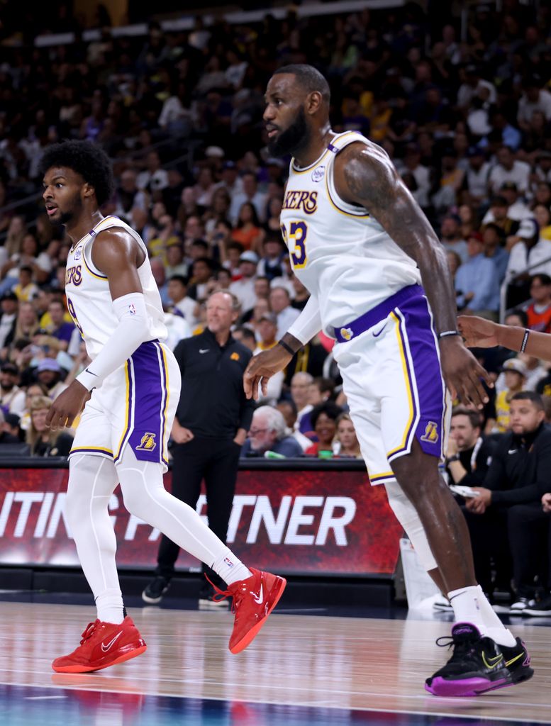 lebron james and bronny james playing on the lakers