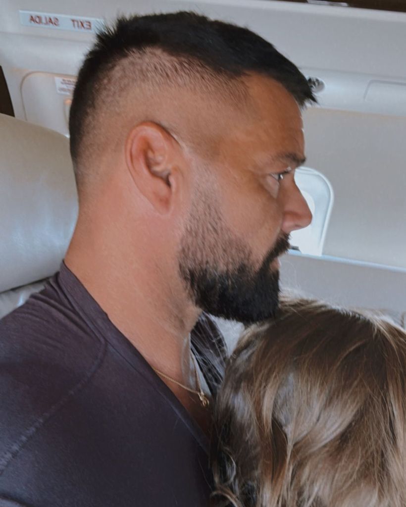 Ricky Martin shares selfies taken with daughter Lucia aboard a flight, posted on Instagram