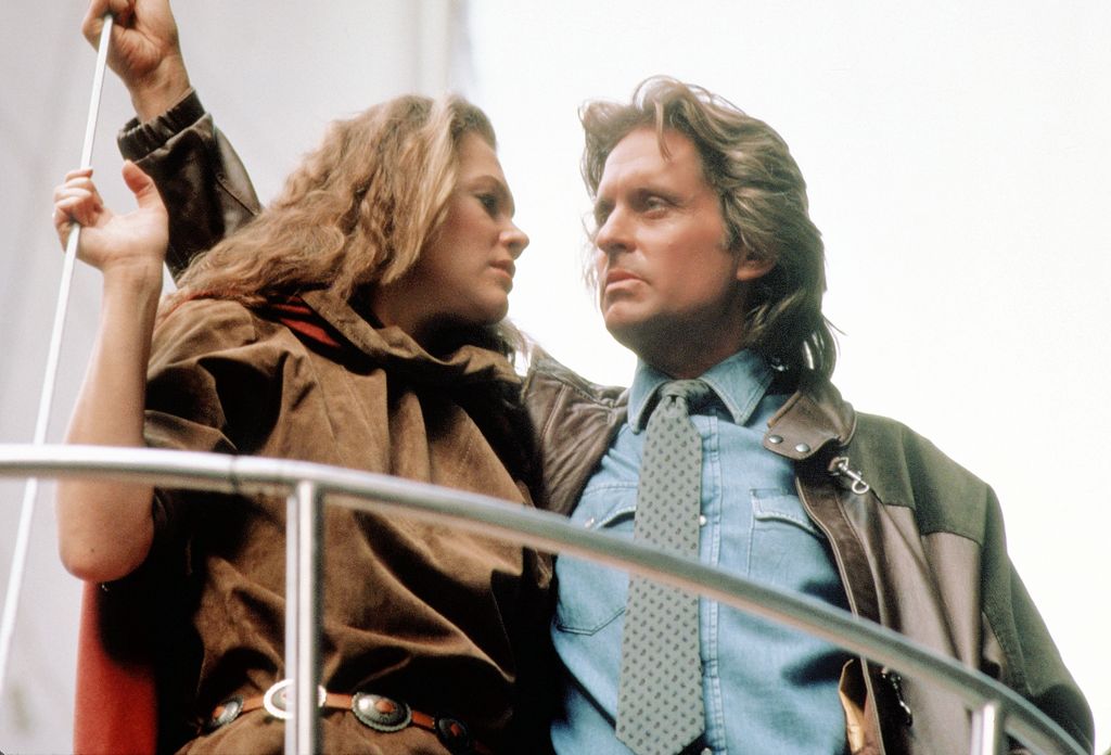Michael Douglas and Kathleen Turner 