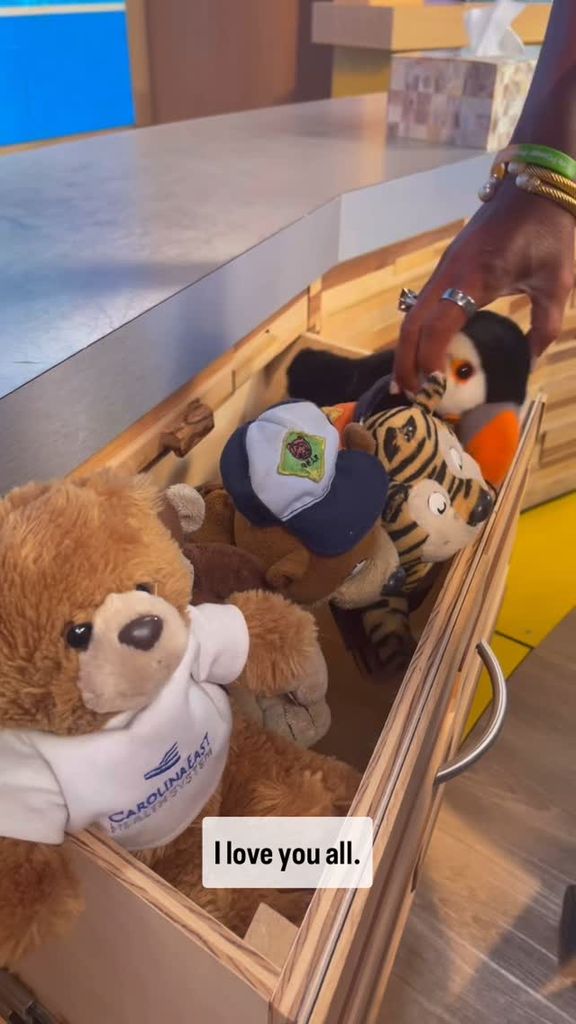 Robin Roberts showcases her collection of plush toys at the new Good Morning America studio, shared on Instagram