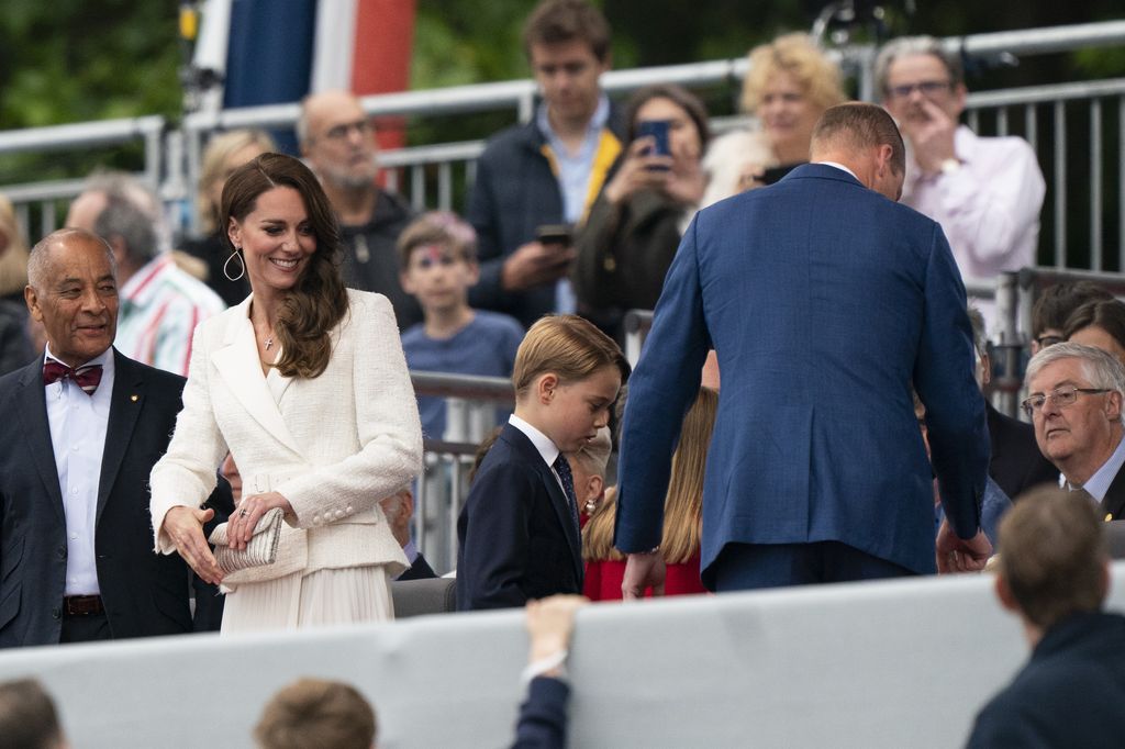 The Duchess of Cambridge, Princess Charlotte, Prince George, the Duke of Cambridge in the Royal Box at the Platinum Party at the Palace