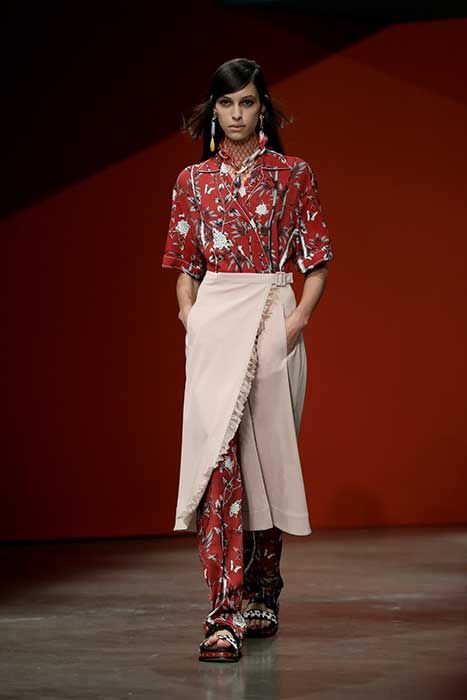 Skirts over trousers LFW