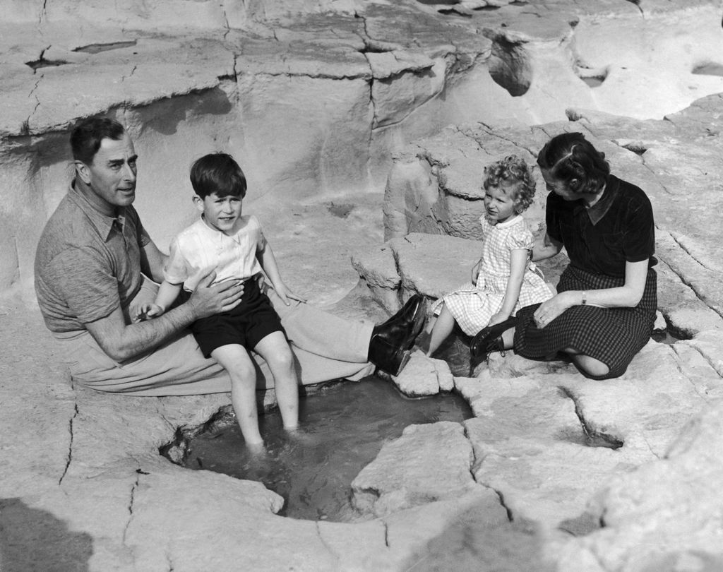 Prince Louis Mountbatten and his wife Edwina having a picnic in Malta with Charles and Anne