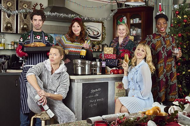 Motherland cast stands in kitchen for Christmas special 2022
