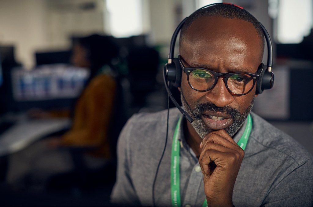 male childline volunteer at work