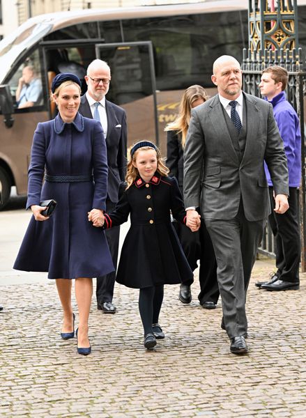 zara tindall at prince phillips memorial with mike and daughter