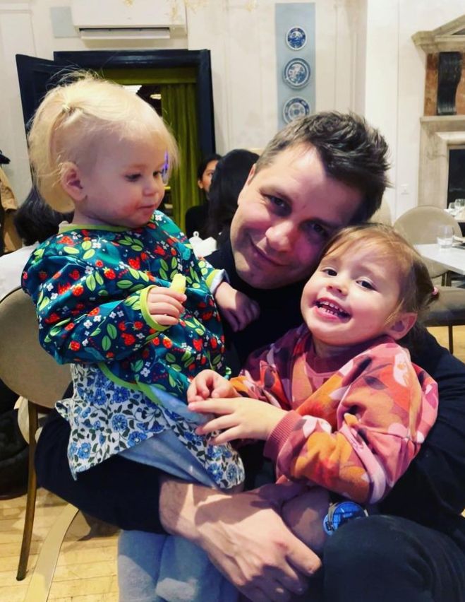 Pasha Kovalev with his daughters