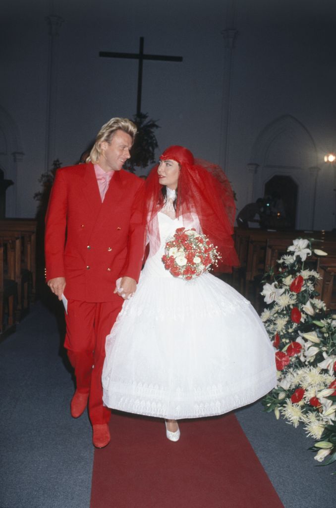 Loredana Berte and Bjorn Borg on their wedding day