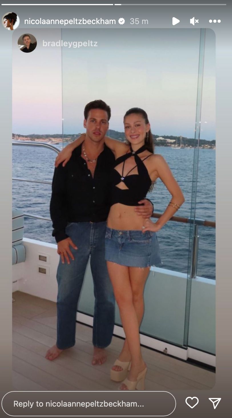 Nicola Peltz posing with her brother Bradley on board the family's yacht 