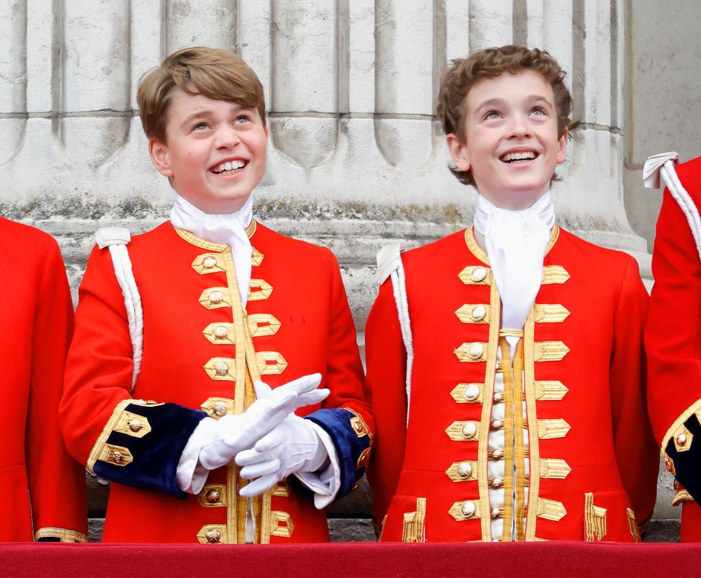 Prince George and Lord Oliver Cholmondeley in red robes