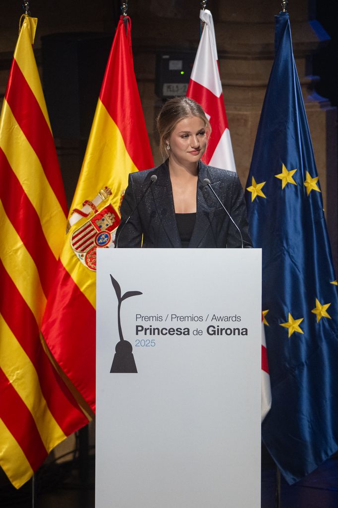 Princess Leonor speaks during the Princess of Girona 2025 Awards ceremony