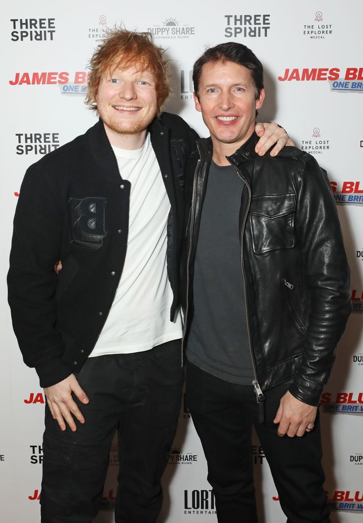 Ed Sheeran with his arm around James Blunt