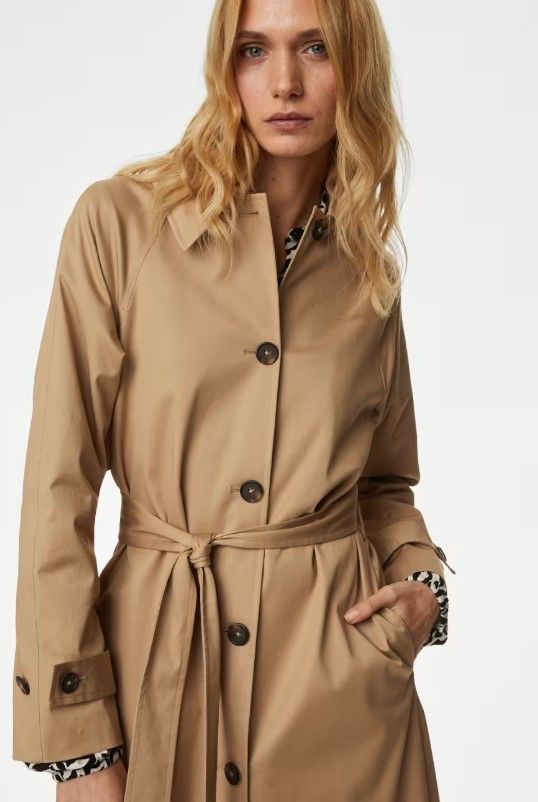 M&S Cotton Rich Belted Longline Trench Coat