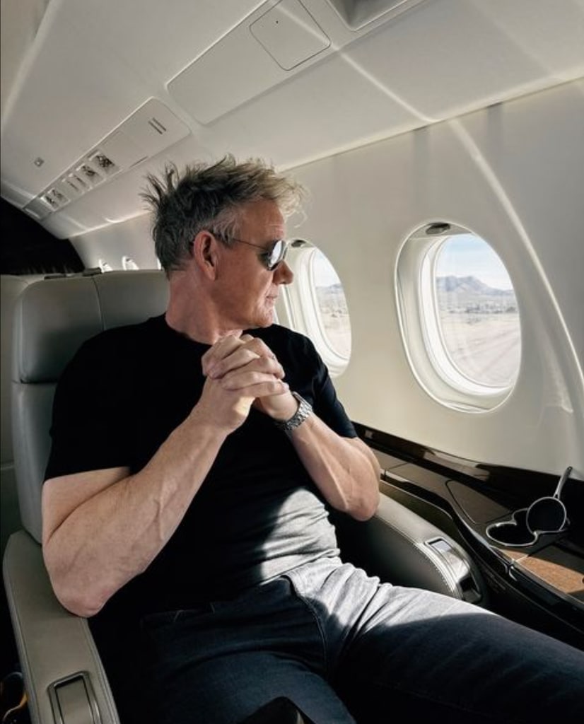 Gordon Ramsay shared a photo on Instagram taken in a private jet