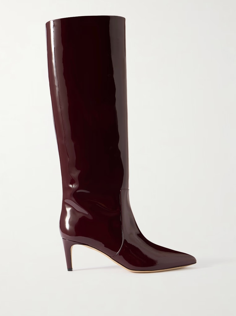 Stiletto patent-leather knee boots
