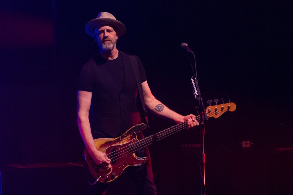 Bassist Jerry Flowers of Keith Urban's band performs on stage at Edinburgh Playhouse on May 09, 2022 in Edinburgh, Scotland.