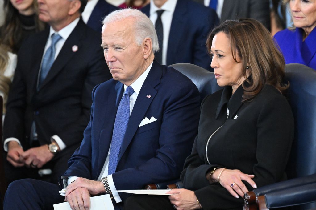 President Joe Biden and Vice President Kamala Harris attend the inauguration ceremony before Donald Trump is sworn in