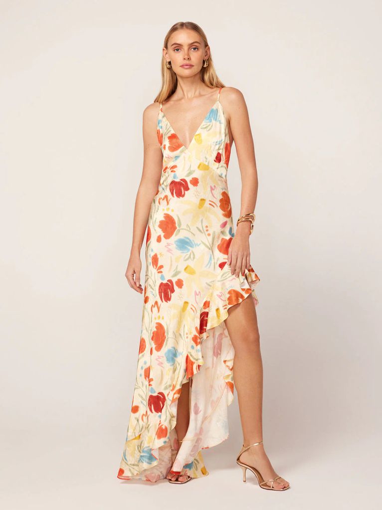 Brigette Pastel Floral Jacquard Maxi Dress