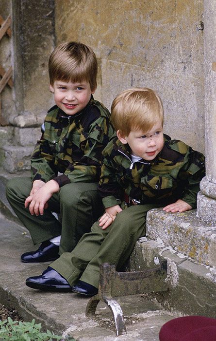 Prince Harry and William dressed as soldiers