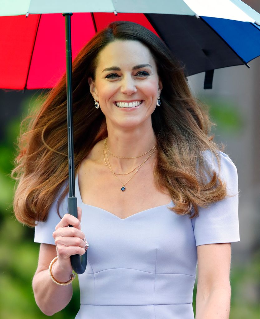 Kate braved the rain in her stunning L.K.Bennett dress