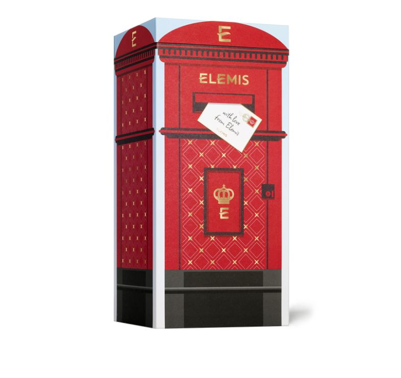 The ELEMIS advent calendar has a sweet postbox theme