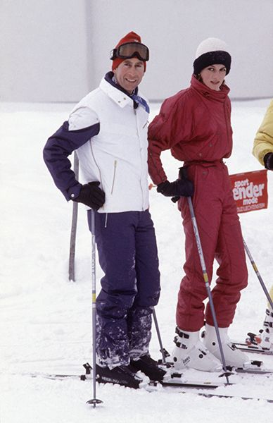 prince charles princess diana skiing