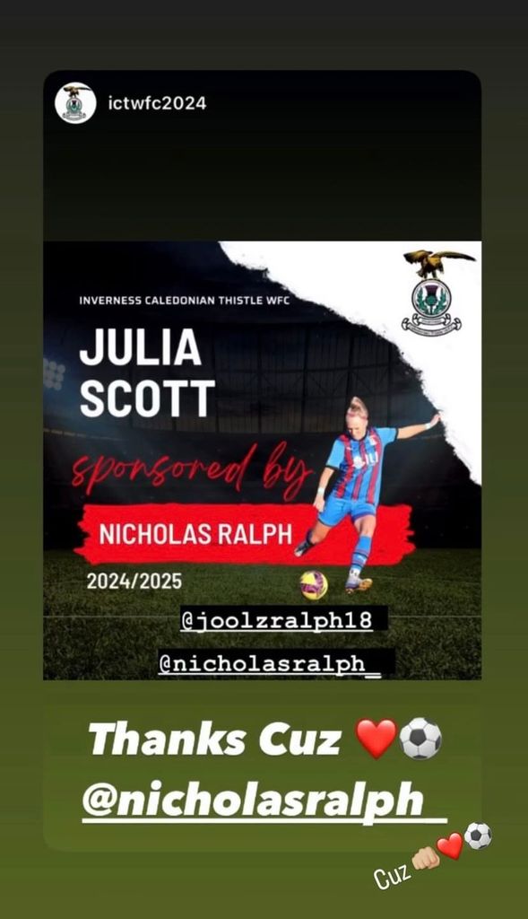 Nicholas Ralph sponsors Julia Scott 