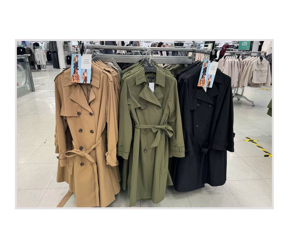 The trench coats were flagged as trending items on the shop floor