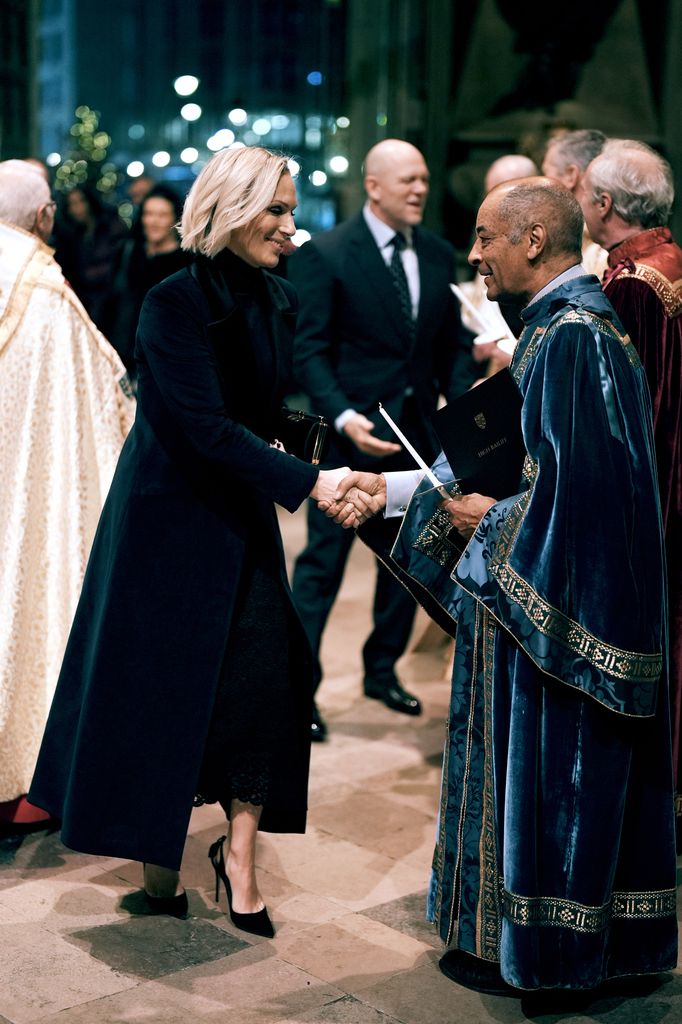  Zara Tindall attend the 'Together At Christmas' Carol Service at Westminster Abbey on December 05, 2025 in London, England. 