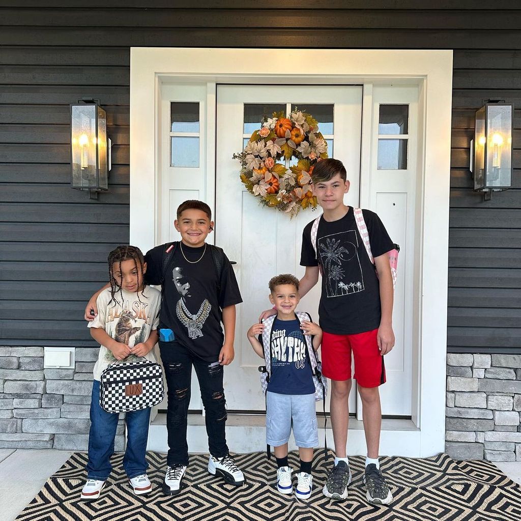 Kailyn Lowry's four eldest sons stand on their porch