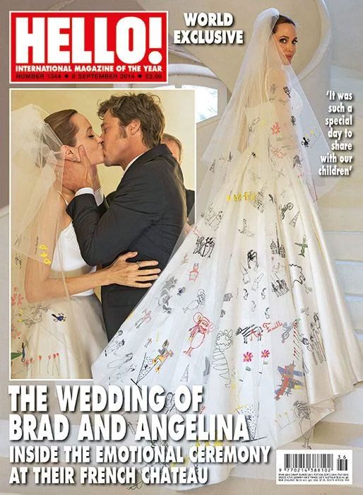 Angelina Jolie and Brad Pitt's wedding on the cover of HELLO! magazine