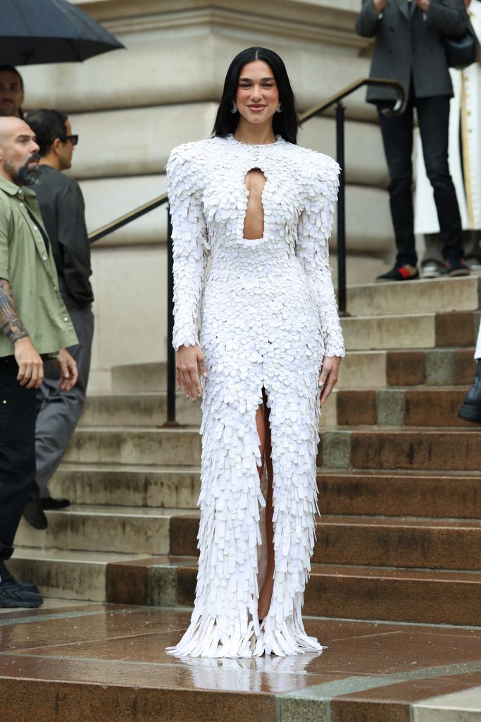 Dua Lipa attends the Schiaparelli Haute Couture Fall/Winter 2025/2026 show as part of Paris Fashion Week on July 07, 2025 in Paris, France. (Photo by Pierre Suu/Getty Images)