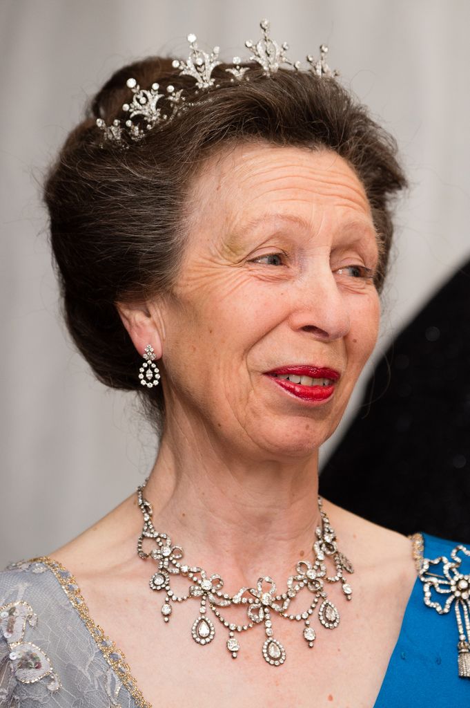 Princess Anne close up wearing tiara