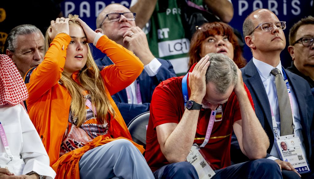 Mandatory Credit: Photo by Robin Utrecht/dana press/Shutterstock (14622787ac)
King Felipe, Crown Princess Amalia, Final 3x3 Basketball Netherlands vs France during the 2024 Summer Olympics, Day 10 in Paris, France, August 5th, 2024
Final 3x3 Basketball Netherlands vs France during the 2024 Summer Olympics, Day 10 in Paris, France - 05 Aug 2024