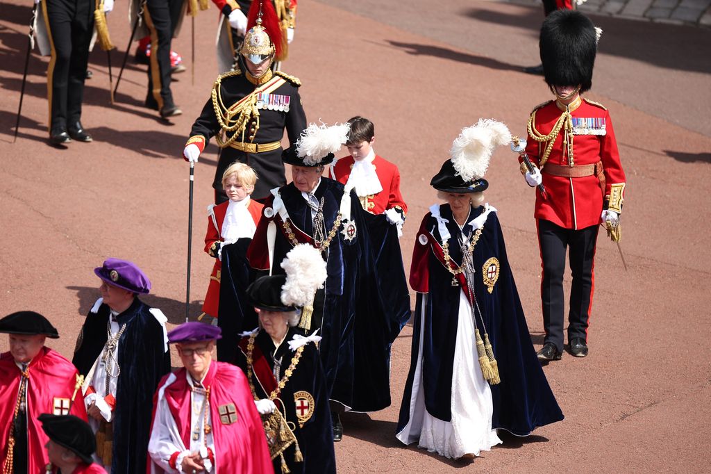 King Charles and Queen Camilla arrive for the Order of the Garter service