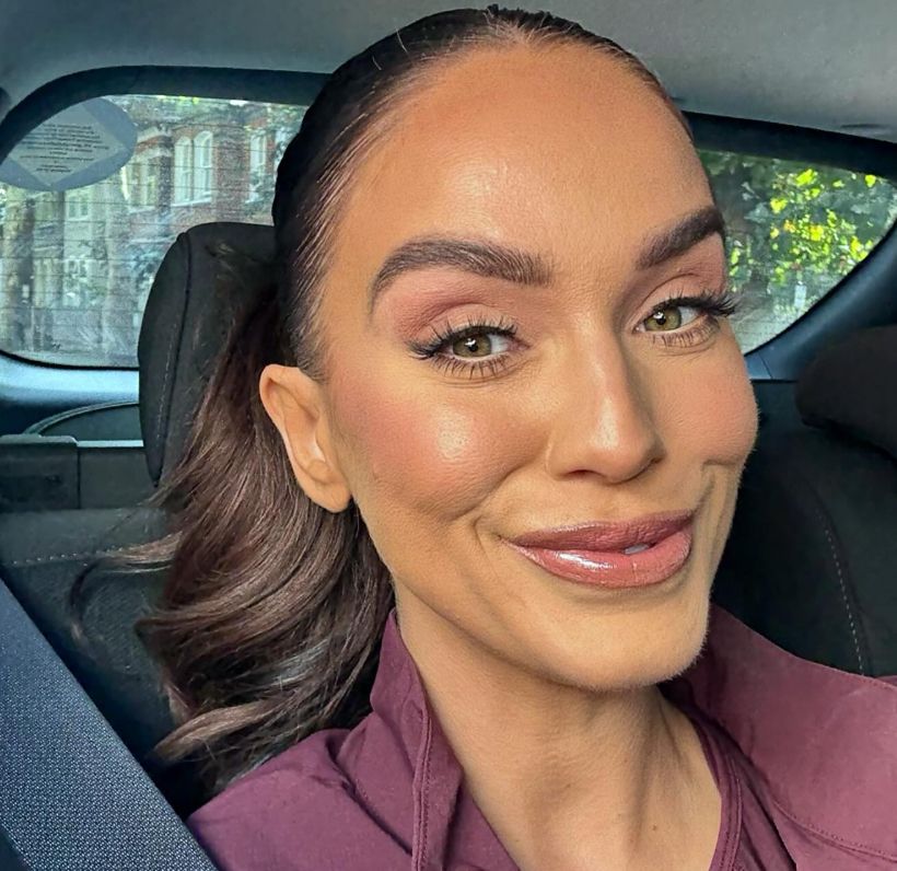 Vicky Pattison in the back of a car