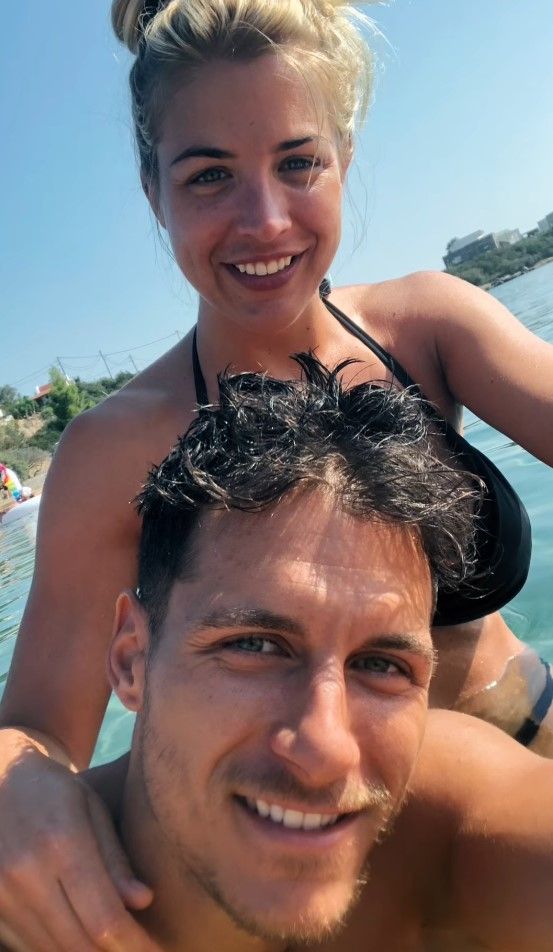 Gemma Atkinson in bikini posing with Gorka Marquez in sea