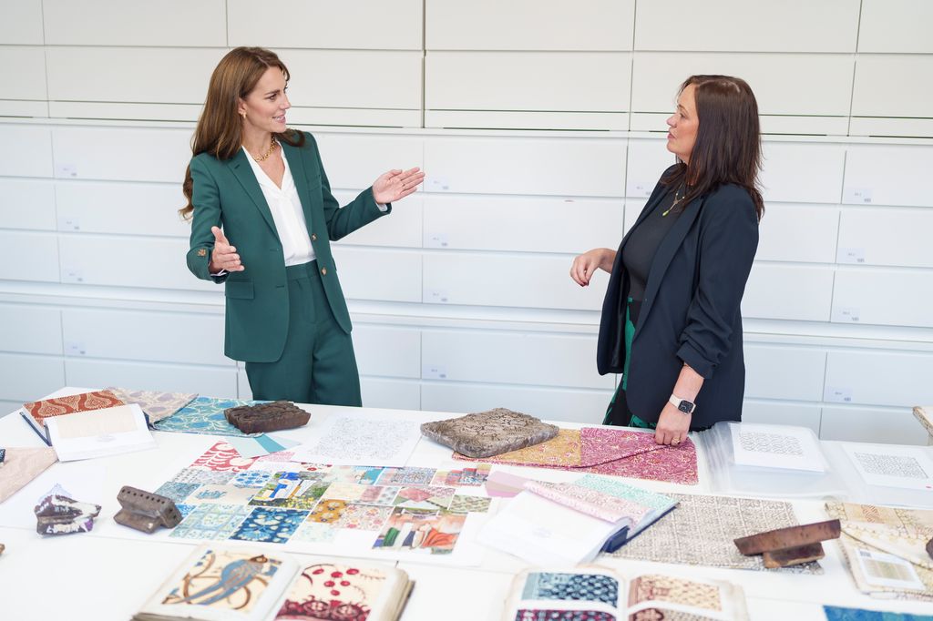 The Princess of Wales views archive items at Standfast & Barracks printworks