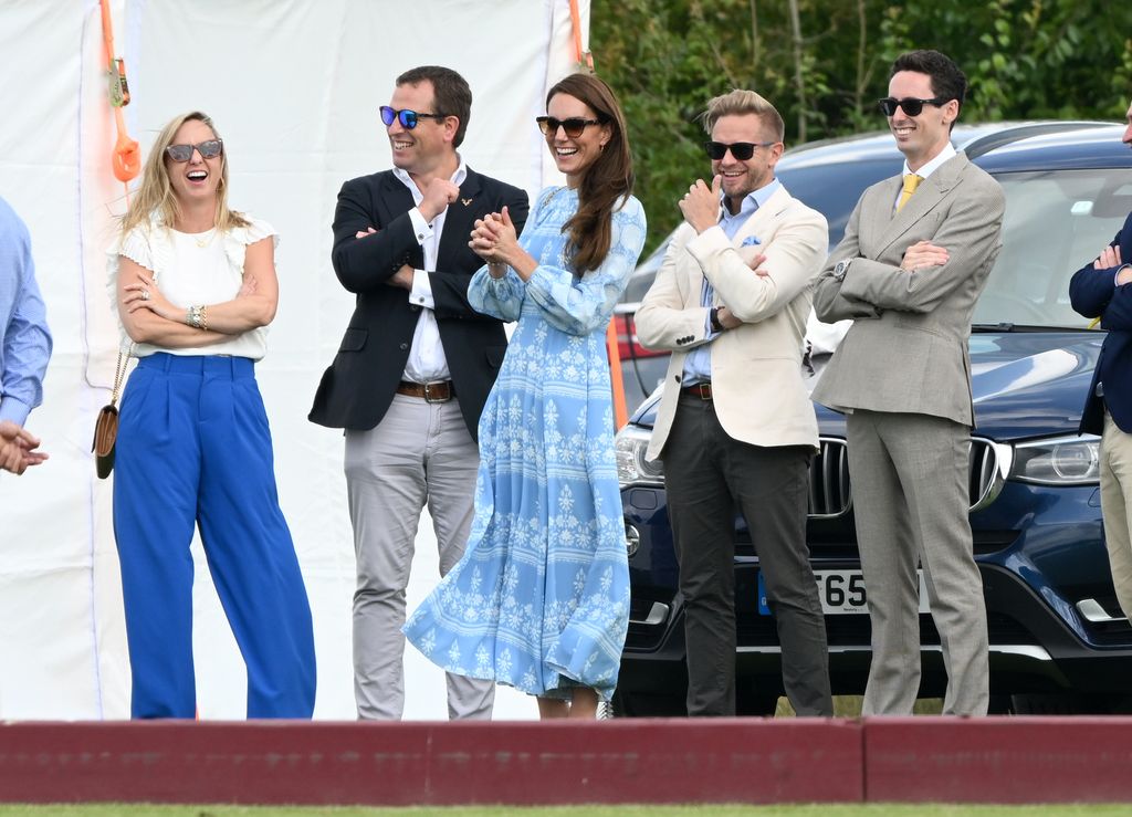 Peter Phillips laughing with the Princess of Wales at charity polo match
