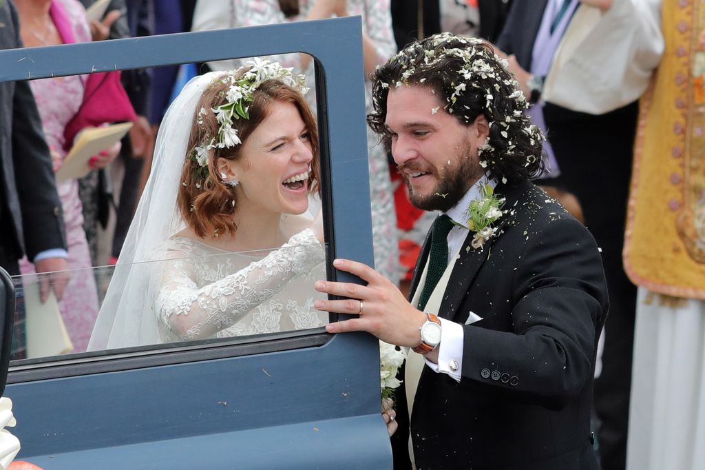 Rose Leslie and Kit Harington on their wedding day