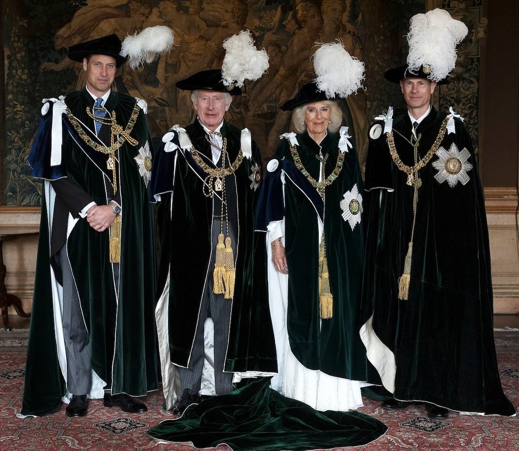 Prince William, King Charles, Queen Camilla and Prince Edward at Order of Thistle service