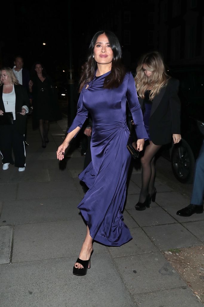 Salma Hayek stuned in a purple dress