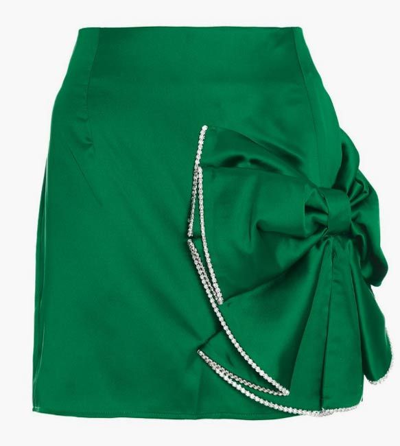amanda holden green bow skirt