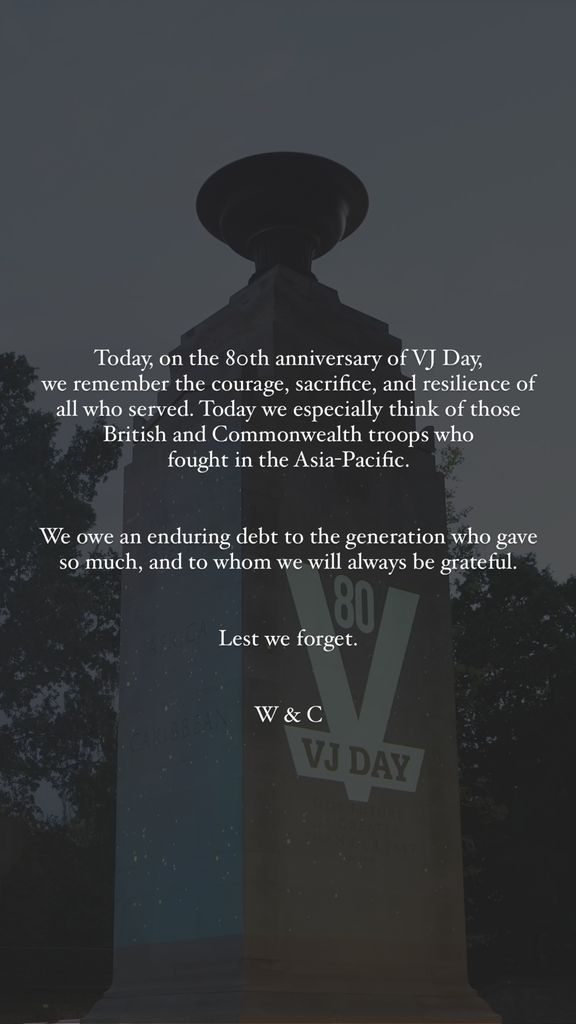 William and Kate's VJ Day message