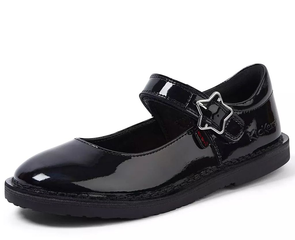 Kickers Girls Adlar Mary Jane Stardust Patent Leather School Shoe